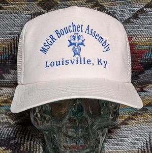 VTG Monsignor Bouchet Louisville White Trucker Snapback. Cleaned and reshaped.